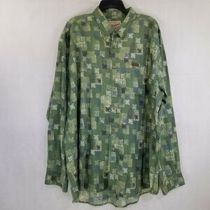 Woolrich Shirt Green Print Design 2XL Squares